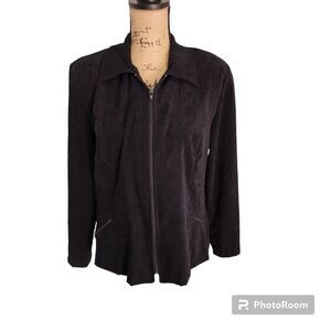 Clio Full Zip Jacket Womns SZ L Suede Winter Holiday Old Money Minimalist Career